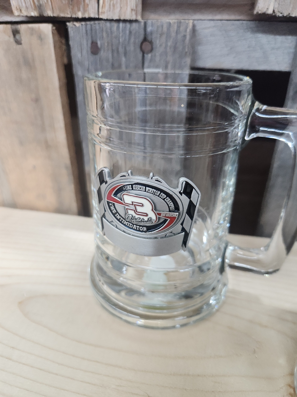 Earnhardt Beer Stein with Racing Emblem - Clear